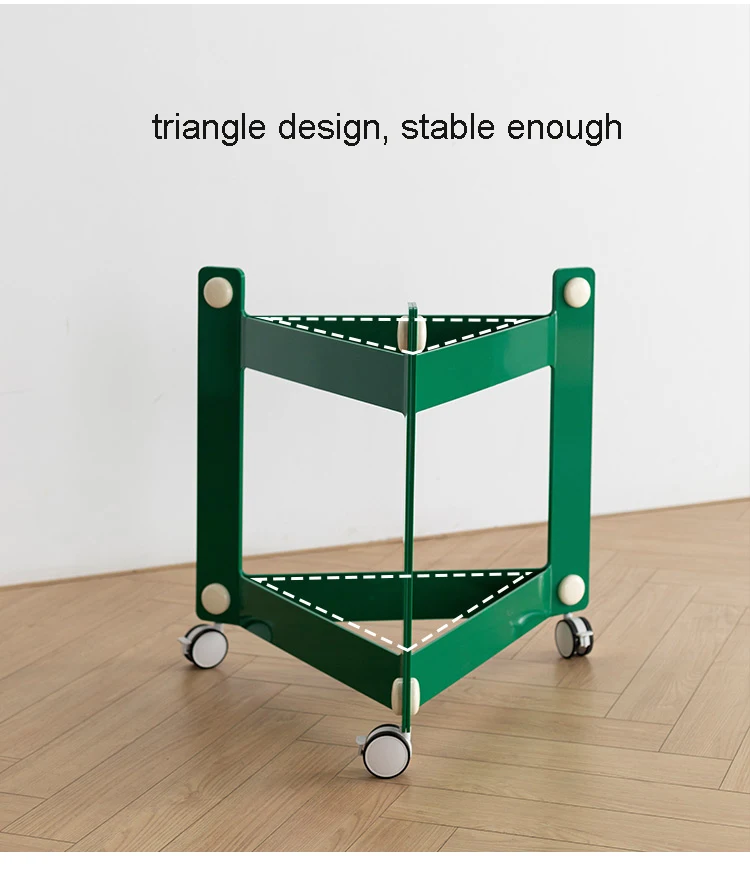 Nordic  PET Acrylic Plastic Clear Trolley Triangle Tray Coffee Side Removable Universal Wheel with Brake for Living Dining Room