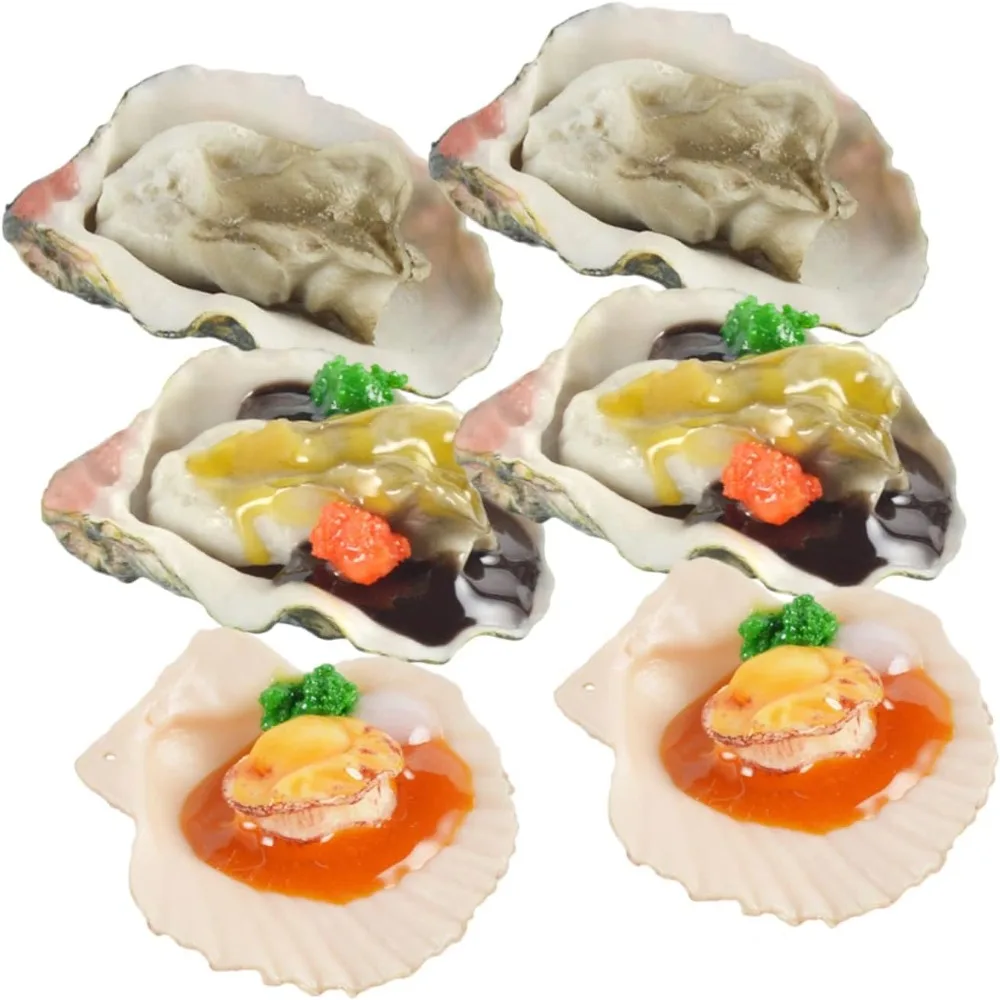 Scene Decor PVC Simulated Scallop 6CM Oysters Props Artificial Food Photography Props