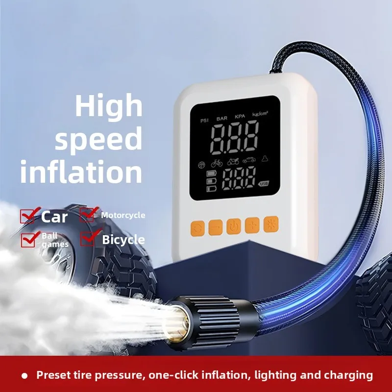 

Портативный электрический насос для велосипеда, беспроводной насос для накачивания шин, аккумулятор 1500 мАч, экран, быстрая зарядка, многофункциональный надувной насос