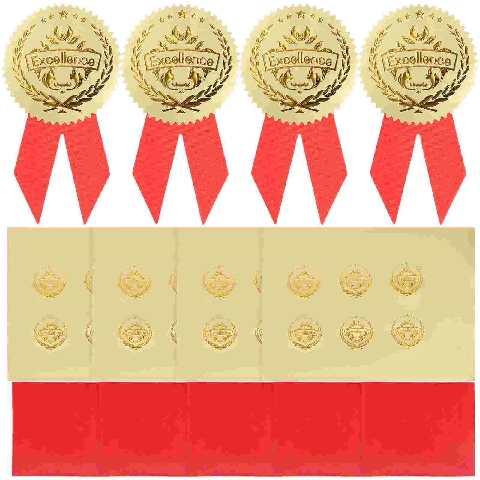 36 Set Graduation Commendation Sports Decor Medals Stickers Paper Accessories Soccer For Kids Ribbon Awards Creative Child