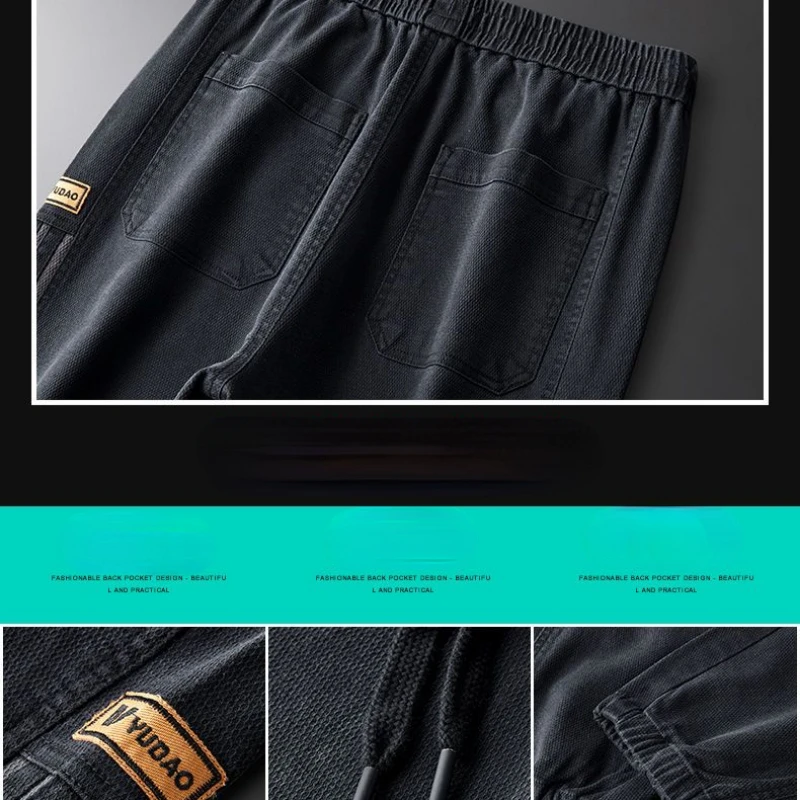 Autumn Winter Cotton Men Long Pants Fleece Lined Streetwear Sweatpants Korean Fashion Trouser Plus Size Casual Cargo Pants