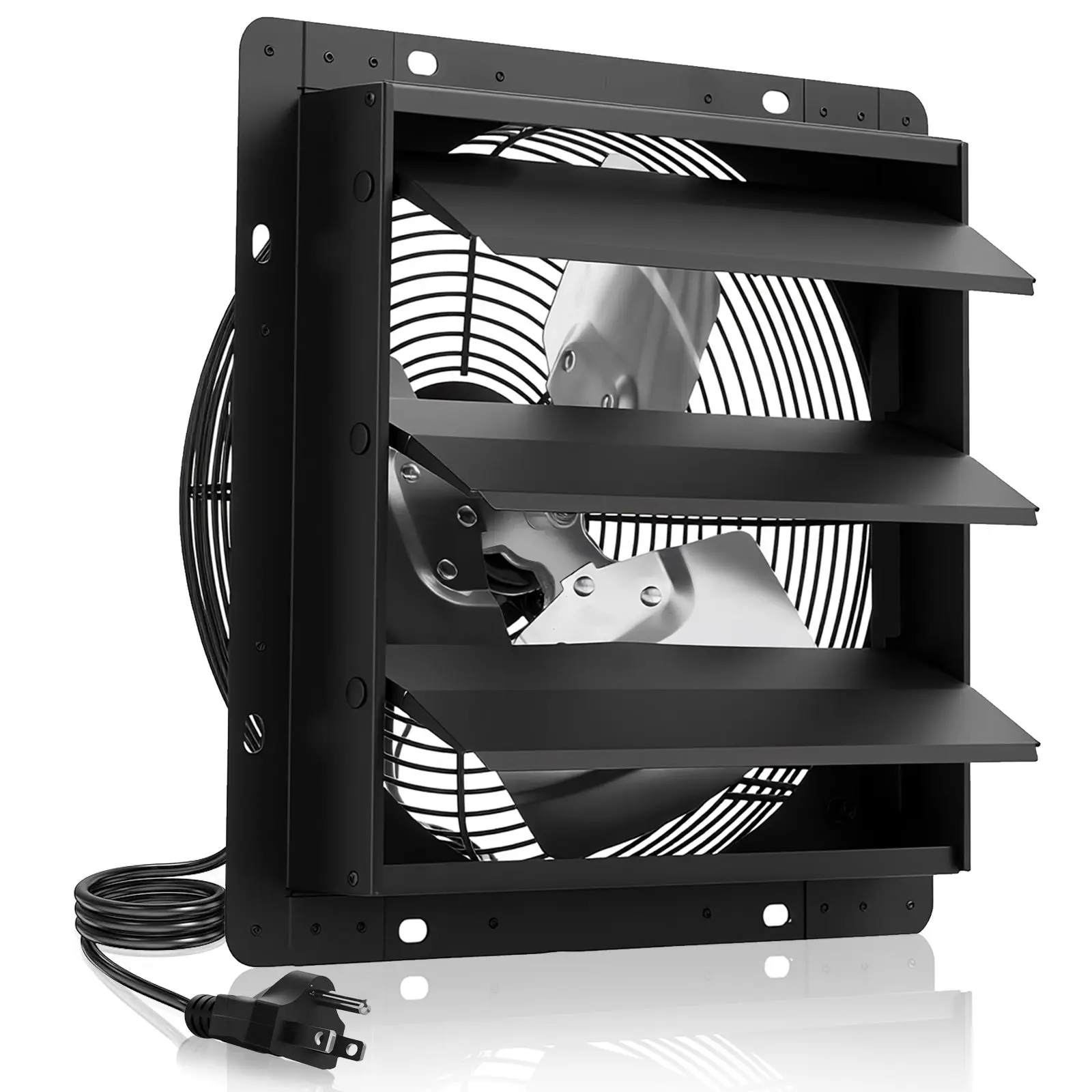 10 inch Shutter Exhaust Fan, Wall Mounted Attic Vent with Smart Programming Variable Speed Temperature Control, 1000 CFM,EC