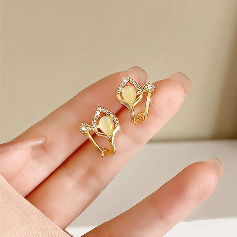 Korean Design Heart Flower Stud Earrings for Women Zircon Crystal Glaze Pearl Daily Earstud Sweet Jewelry Valentine\'s Day Gift