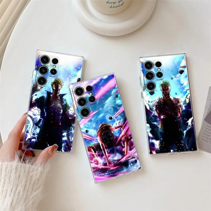 

One Piece Luffy Zoro Sanji S26 Ultra Case For Samsung Galaxy S25 S26 S24 S23 Ultra S22 S20 Plus S21 FE A57 5G Clear Phone Cover