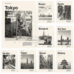 Asian Cities Travel Poster Tokyo Seoul Bangkok Mid Century Prints Canvas Painting Wall Art Pictures Home Room Vintage Decoration