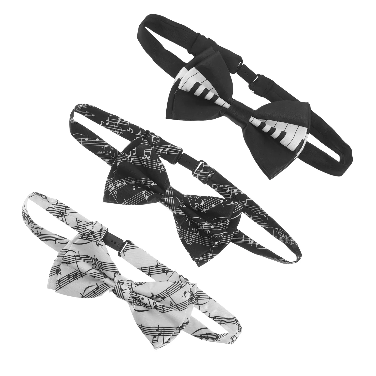 

3Pcs Music Bow Tie Pre-Tied Piano Keys Design Performer Bow Tie for Wedding Party Festival Music Note Suit Accessory
