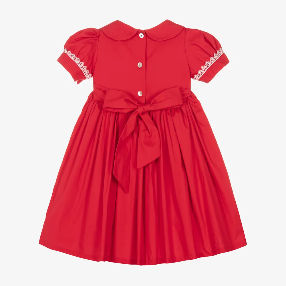 Girls Smocking Dress Baby Handmade Smock Clothes for Girl Children Peter Pan Collar Lace Frocks Infant Boutique Vestidos