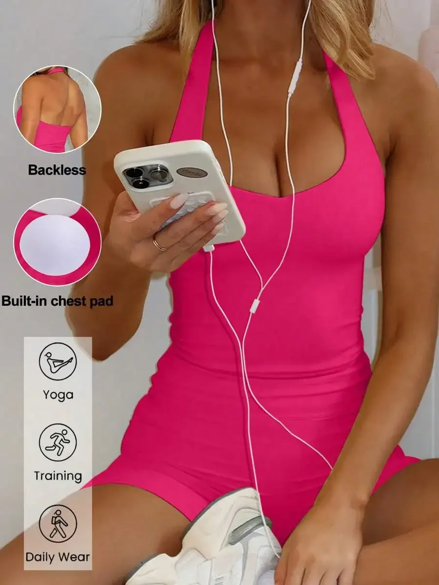 GAOVOT Women's 2 Pieces Summer Casual Sexy Camisole Top And High Waist Tight Shorts Set, Suitable For Running, Workout, Yoga,