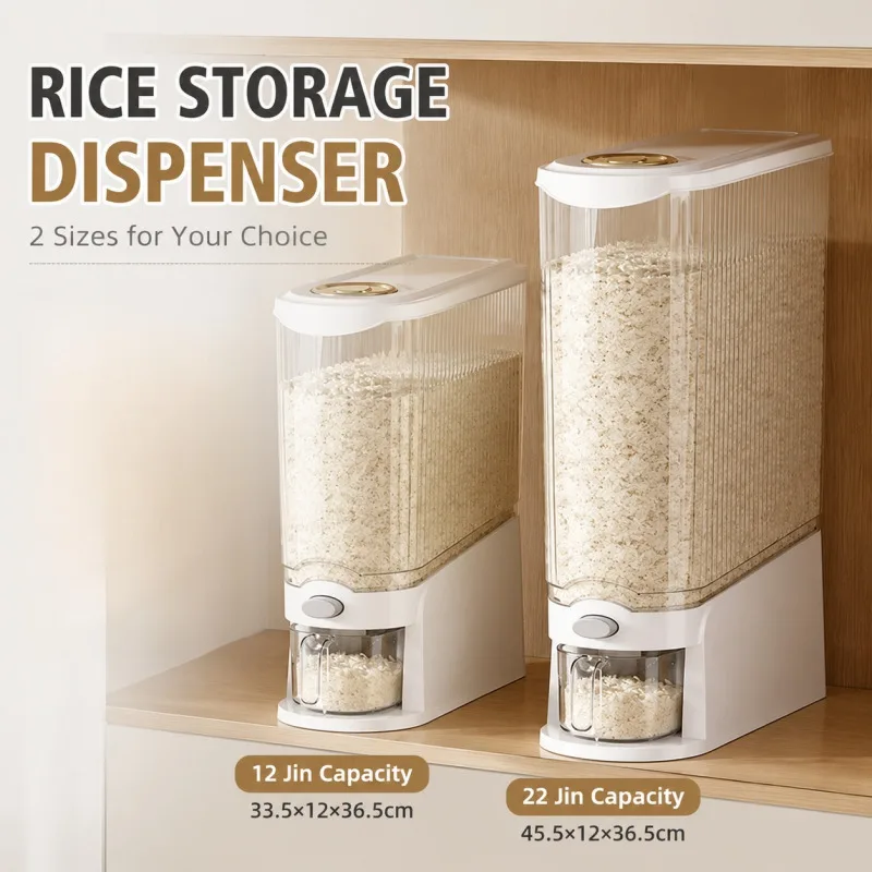 Rice Bucket Insect Proof Narrow Edge Press Rice Container Transparent  Airtight Moisture Easy Dispensing for Kitchen storage