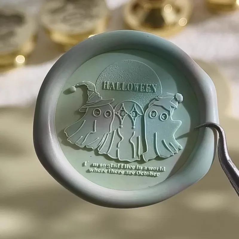 

Новая серия Хэллоуина, латунная сургучная печать, штампная головка, 3D тисненый призрак, конверт, скрапбук, приглашение, сургуч, медная головка, игрушки