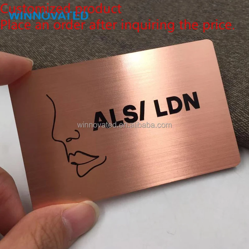 

Customized product Luxury Rose Gold Brushed Stainless Steel Metal Business Cards