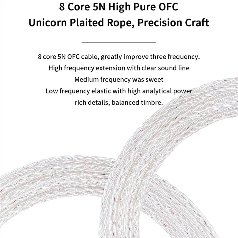 JCALLY جديد JC08S 8 أسهم 2Pin 0.78 مللي متر QDC KZ C دبوس مع ميكروفون سماعة ترقية كابل ل KZ EDX PRO الخروع CCA TRN