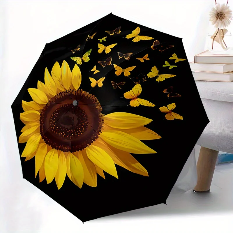 

Зонт Sunflower (2) с 8 спицами, автоматический/подходит для путешествий и повседневного использования/идеальный подарок на Рождество и Хэллоуин.