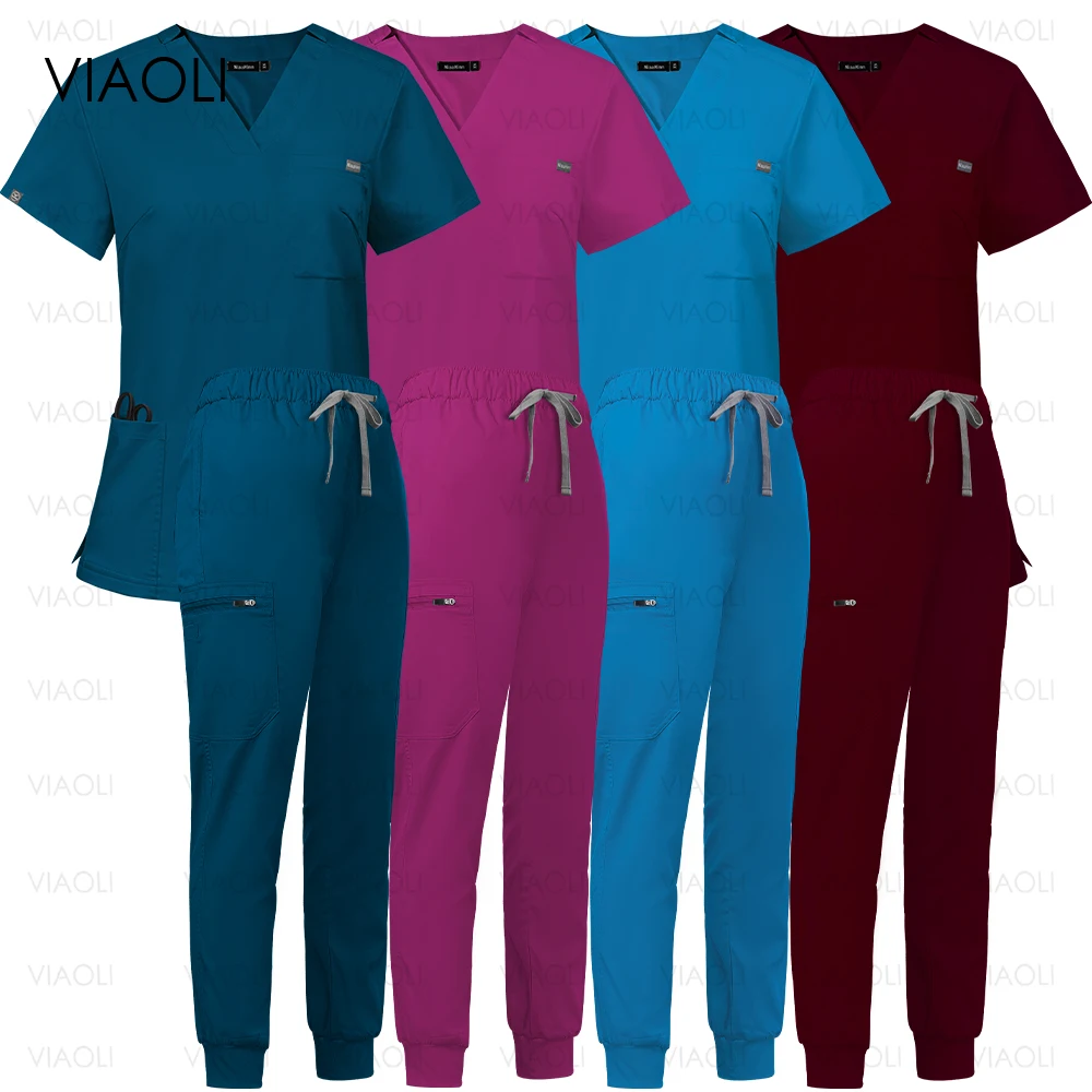 High Quality Scrub Set Medical T-shirt Pants Suits Pharmacy Beauty Salon Workwear Women Men Fashion Nursing Uniform for Hospital