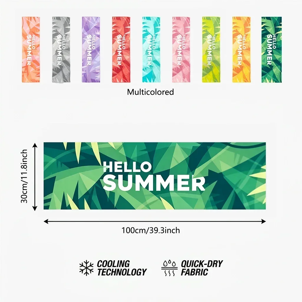 30x100cm Printed Cooling Towel Ice Instant Chill Fabric Stay Cool for Yoga Gym Running Workout Sweat Wipe Quick Dry Sports Towel