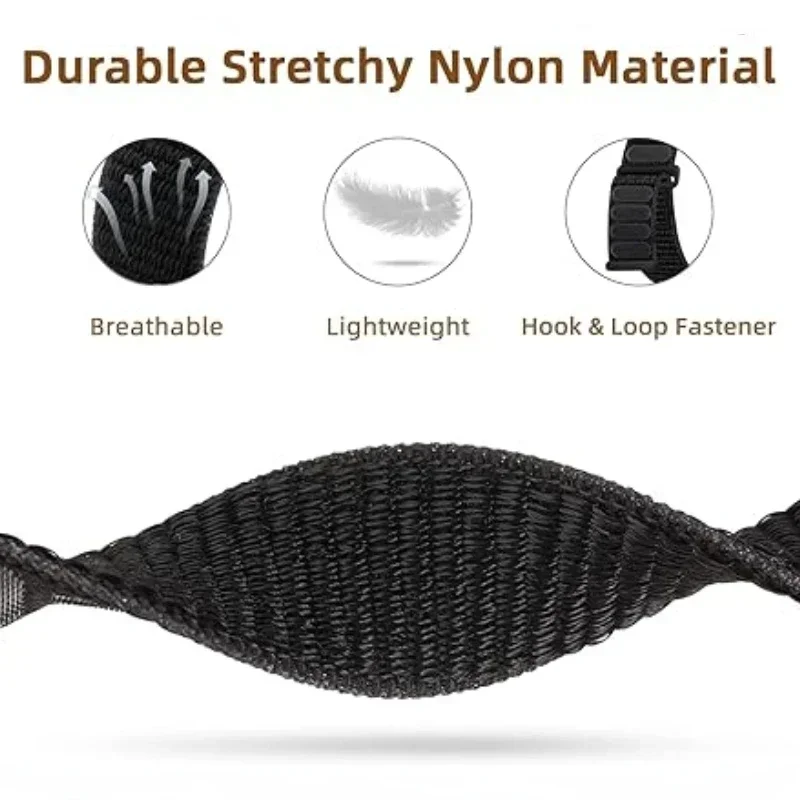 حزام نايلون لساعة أبل الترا 3/2/1 49 مللي متر قابل للتعديل مطاطا مضفر iWatch 10-11 46 مللي متر 42 مللي متر 9 8 7 6 5 4 SE/3 45/41/44 مللي متر 40 مللي متر