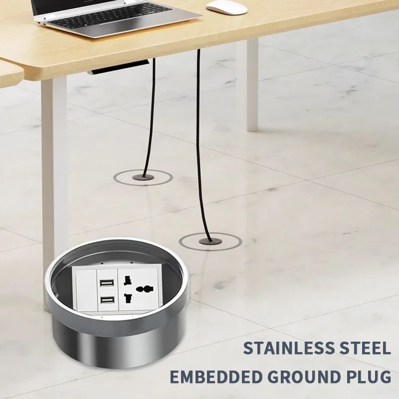 Round Embedded Invisible Floor Socket, Pure Flat and Ultra-thin Floor Insertion Socket, Inset and Hidden Foot Socket