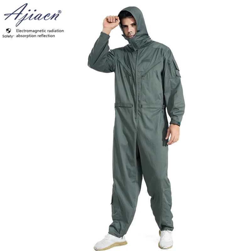 Genuine Electromagnetic radiation protective hooded coveralls Aviation pilots, Military radar station EMF shielding clothing