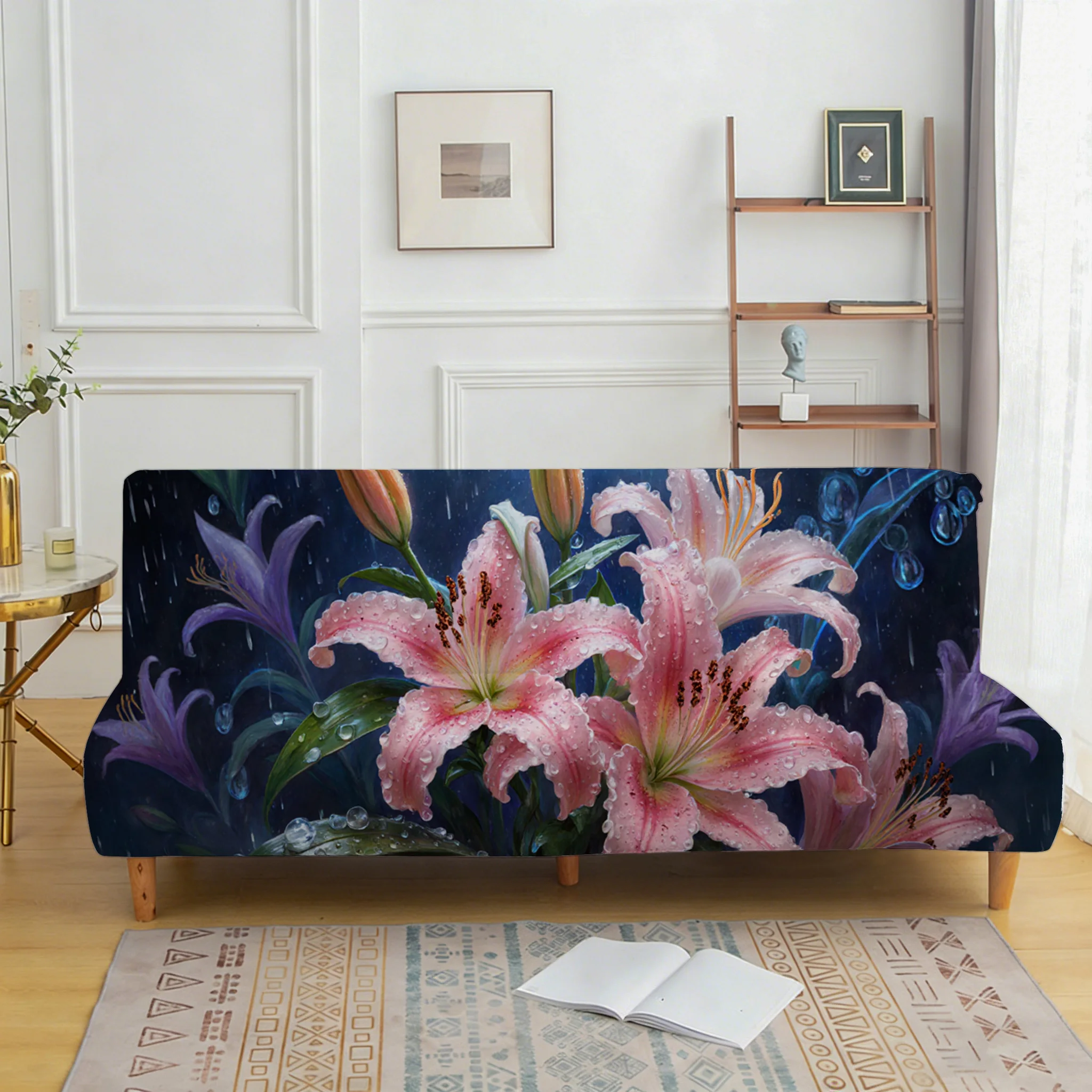 

Чехол для дивана в гостиную, покрывало для дивана с принтом лилий, универсальный эластичный и пыленепроницаемый чехол для дивана.