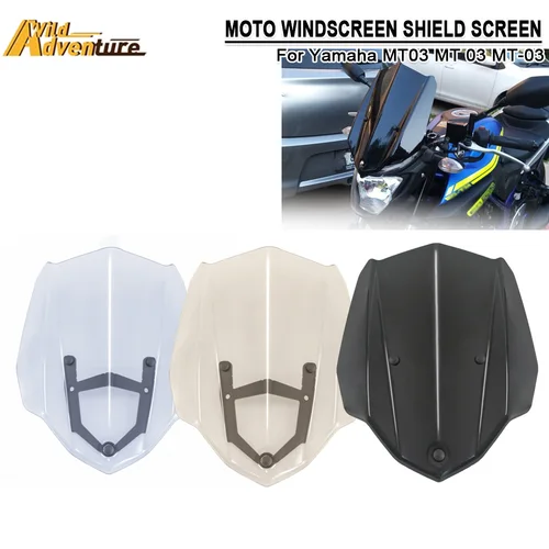 Imagen 1 del producto Para Yamaha MT03 MT 03 MT-03 2016-2019 parabrisas de motocicleta protector de viento Deflector de pantalla deporte Touring Racing soporte de parabrisas