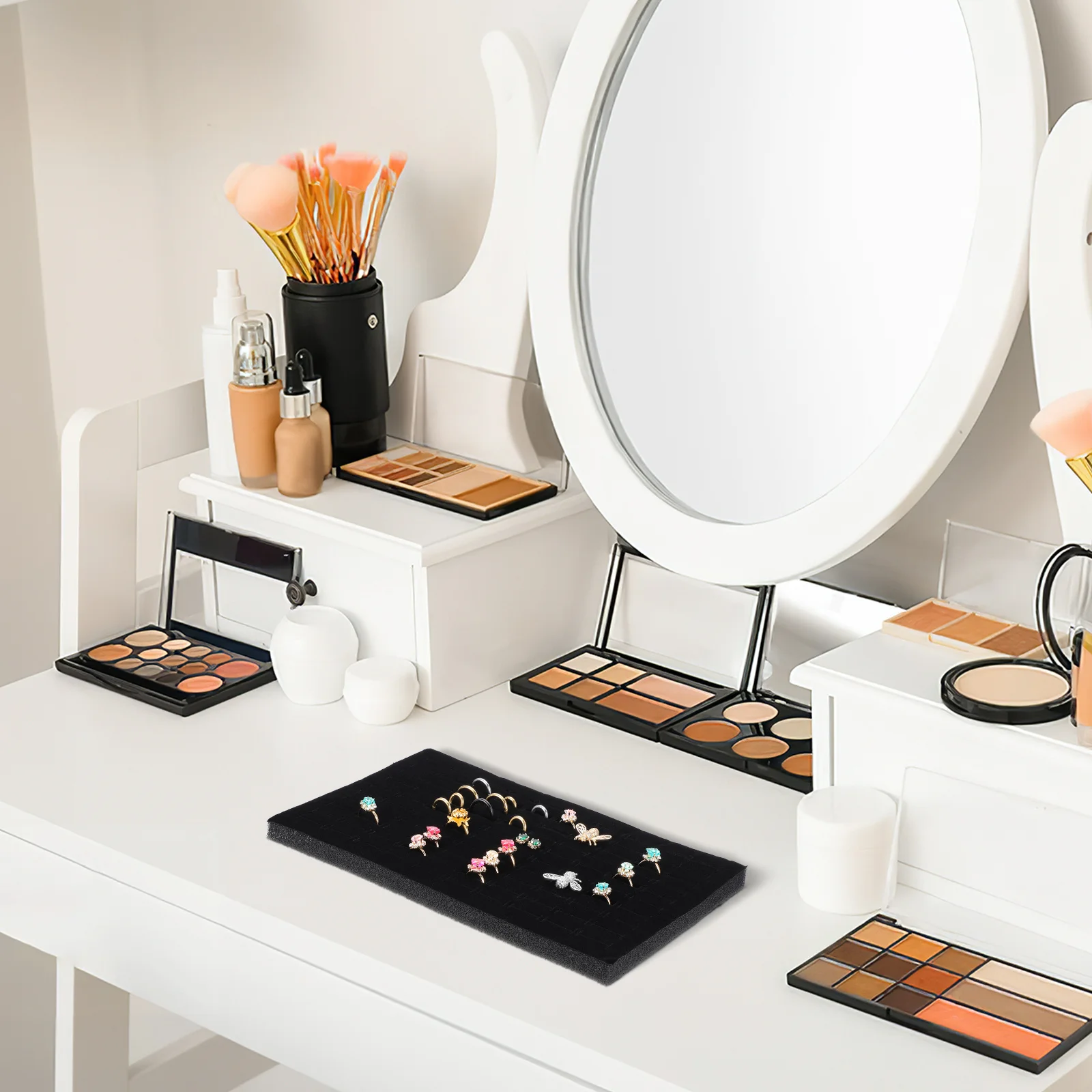 

4pcs Jewelry Box Sponge Pad 11"X7" Black Ring Display Insert Soft Earring Organizer Tray Storage Holder Supply Foam Mat