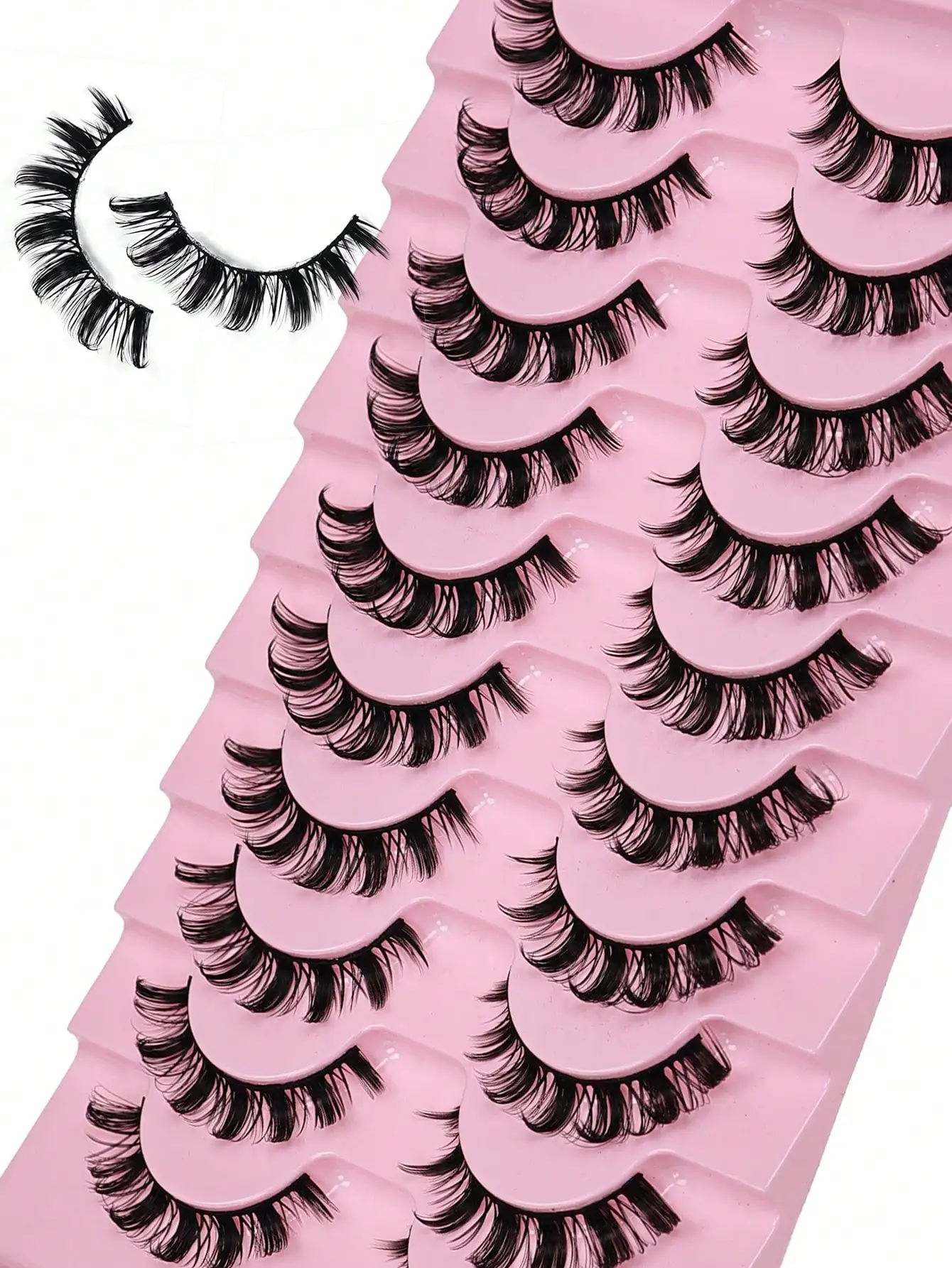 10 Paar russische Wimpernband-Strips, DD-Curl, flauschige Kunstwimpern aus Nerzimitat, weich und natürlich – Detail 2
