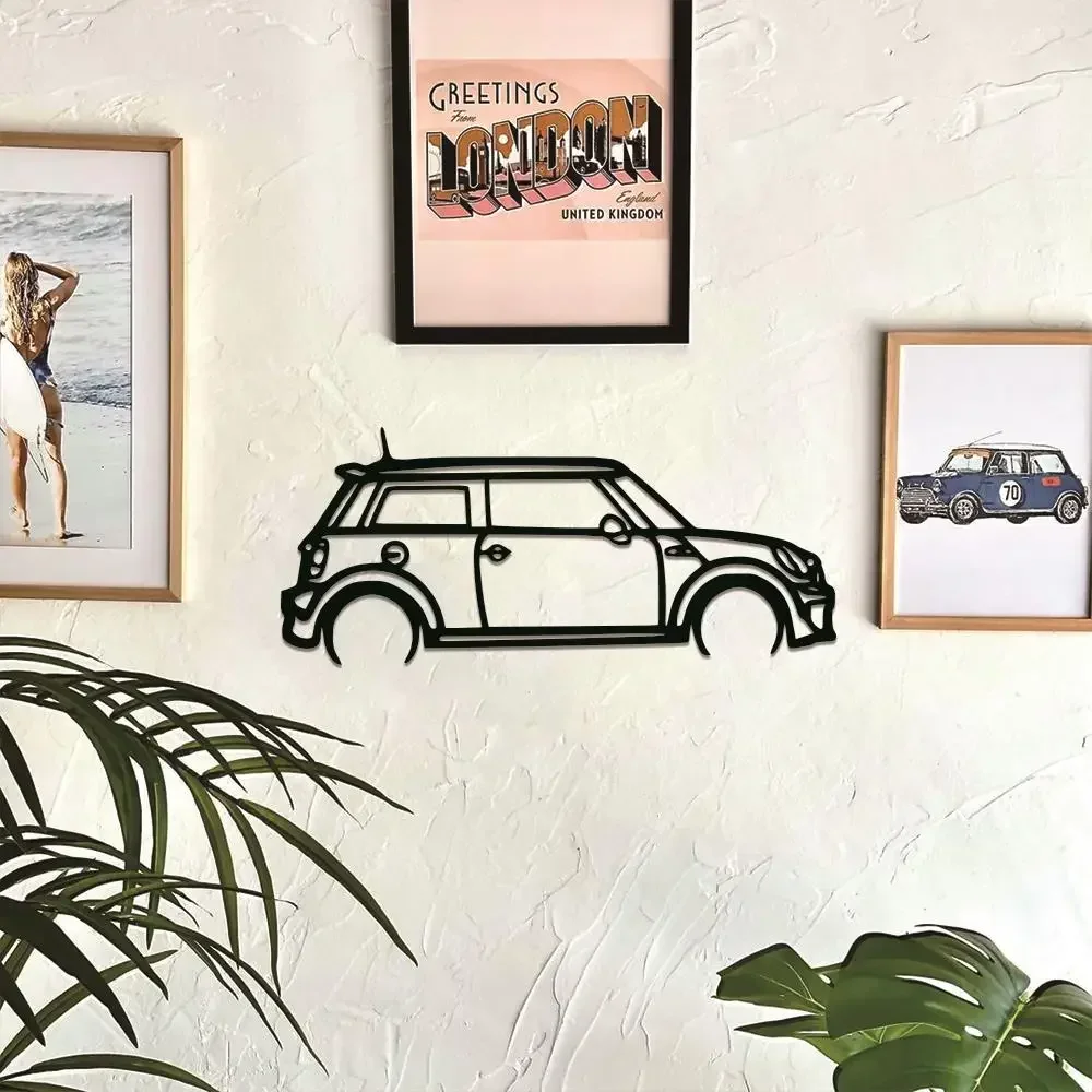 1PC Silhouette Metal Wall Art Mini Cooper Metal Wall Art Ideal for Wall Hanging in Garage to Add Style to Your Living Room