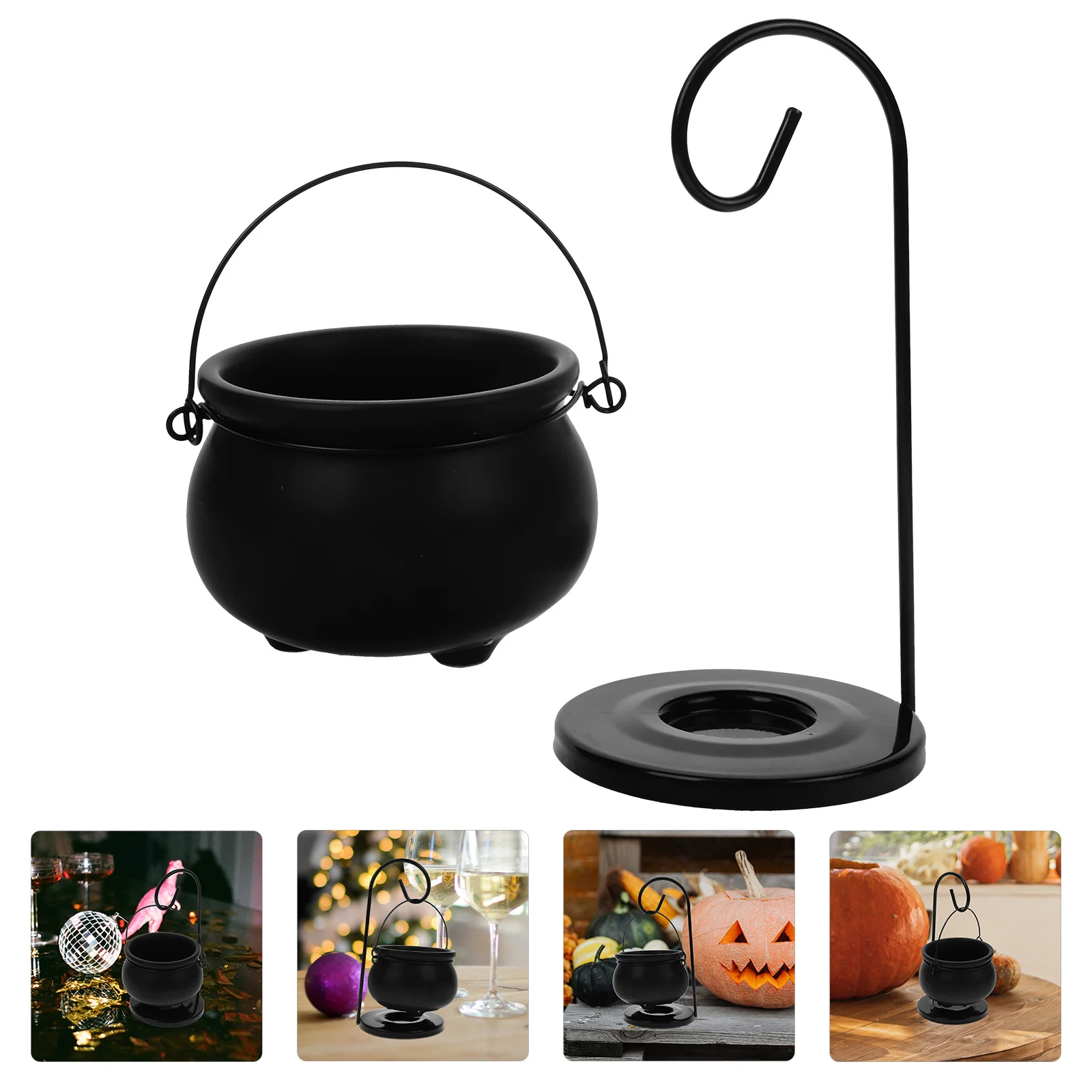 

1Set Cauldron Wax Melt Burner Essential Oils Aroma Therapy Home Decor Iron Ceramic Sturdy Design Hanging Fragrance Scented