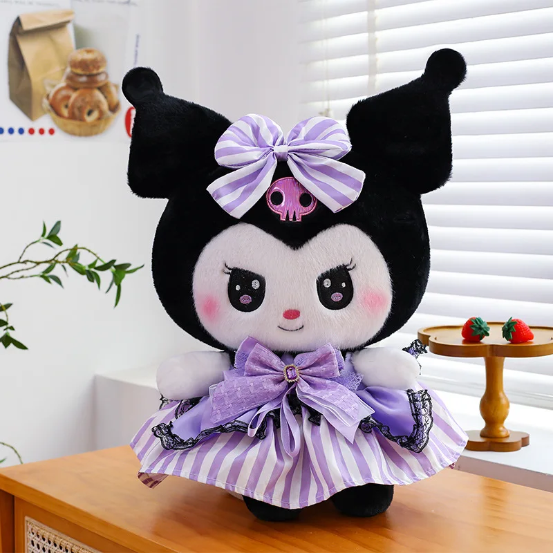 Sanurgente-Oreiller en peluche Kuromi Butter pour enfants, nœud en diamant, jouet en peluche doux, mélodie Kawaii, décoration de chambre, cadeau d'anniversaire, nouveau