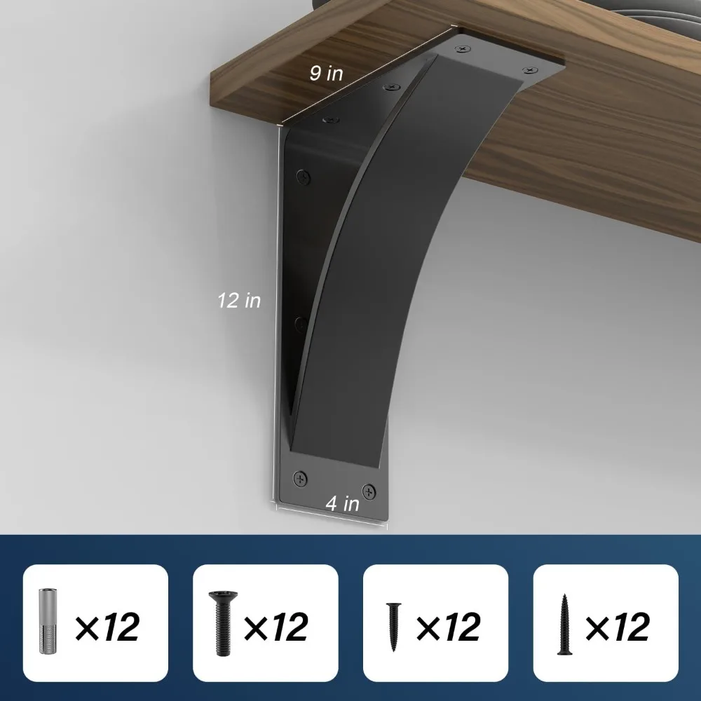 دعامات أرفف فولاذية قوية - عبوتان من دعامات رف الموقد، دعامات كونترتوب لمشاريع الرفوف التي تصنعها بنفسك #3