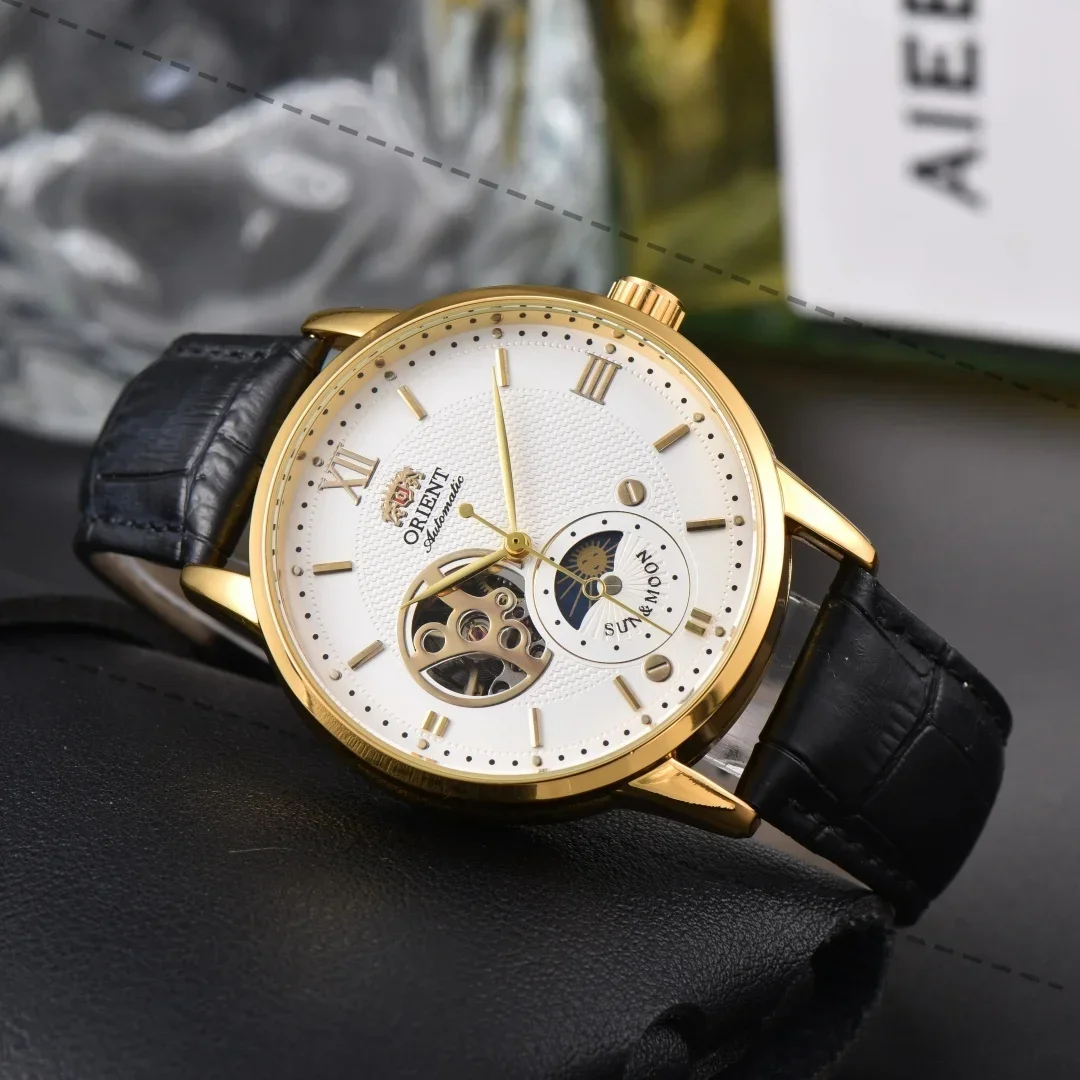 DFDG Orient Series Sports Sun, Moon, and Stars Skeleton Mechanical Men's Sports Watch Full Functionality World Time view 5