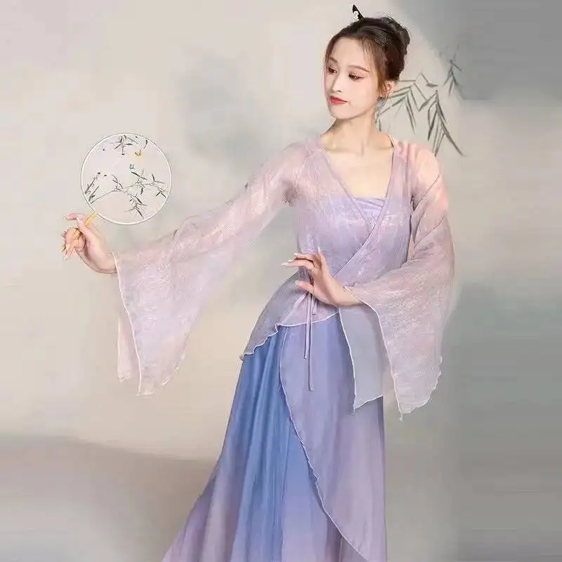 Classical Dance Costume Gradual Suit Fairy Daily Practice Dress Loose Flowing Gauze Chinese Dance Performance Stag Dancewear - view 6