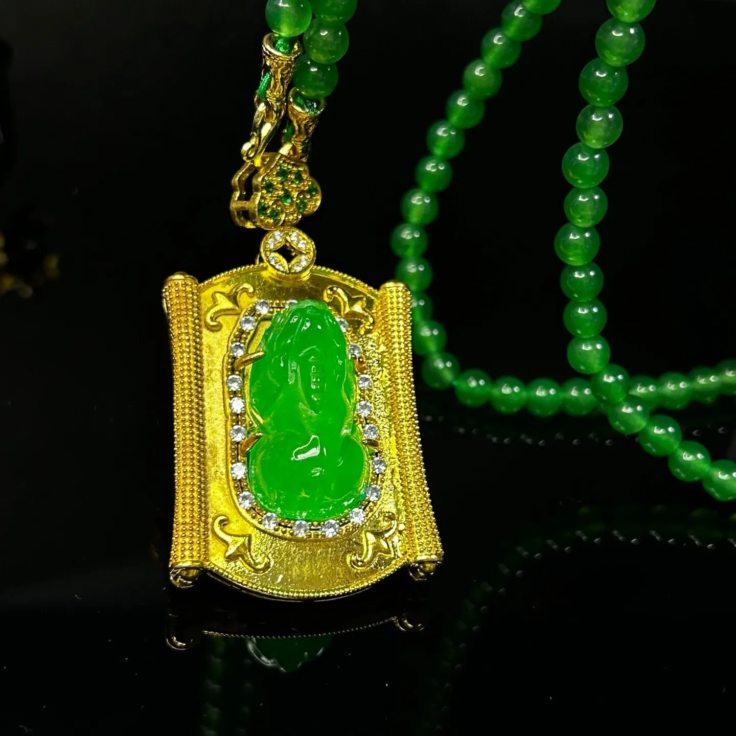 Real natural high Ice Green Jade Jadeite amulet Pendant&Necklaces
