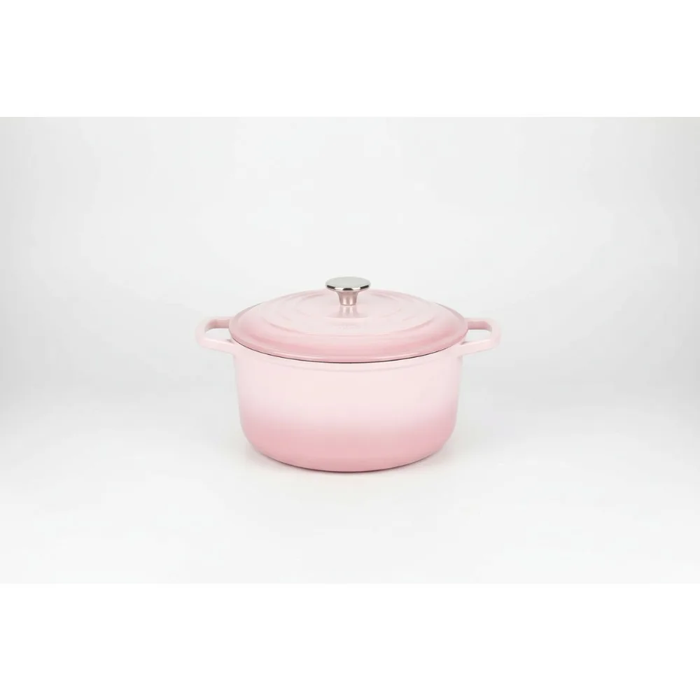 

Розовый эмалированный чугунный голландский горшок для духовки 4,5 литра, выпечка хлеба и медленно приготовление пищи, необходимая для кухни