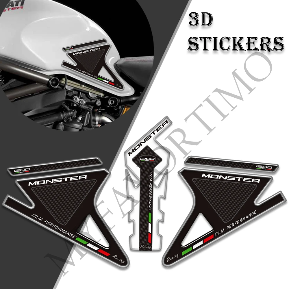 

For Ducati Monster 1200 S R 1200S Motorcycle Oil Fuel Tank Pad Protector Decals 3D Stickers Kit Emblem