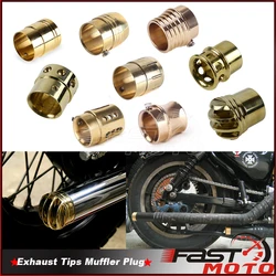 Brass Cafe Racer Exhaust Tips Muffler Plug End Pipe For Harley XL 1200 883 Chopper Bobber Scrambler Custom 1.75
