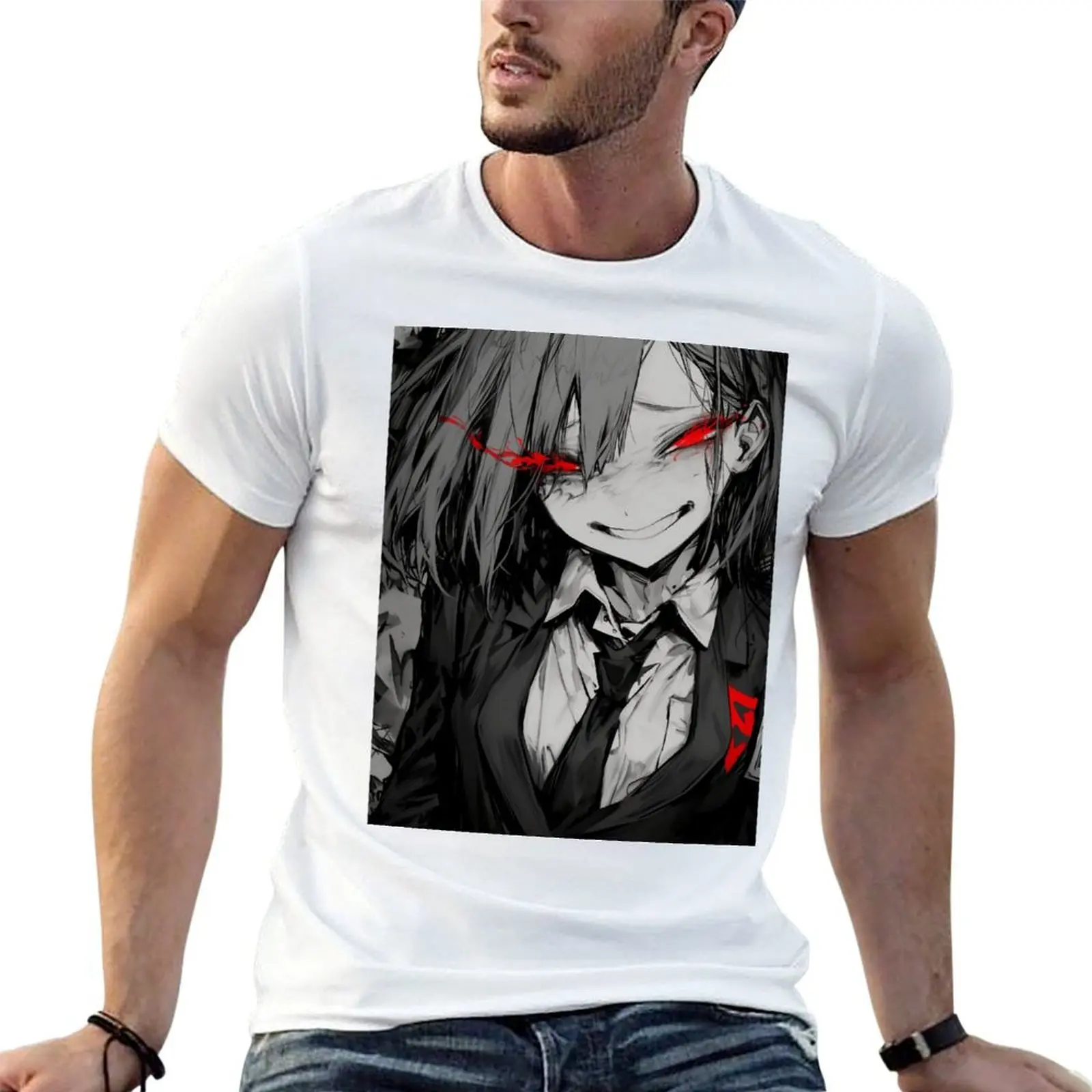 Creepy Pop Red Eye Glow T-Shirt cotton tshirt 100% essential t shirt graphic t shirts for man T-shirt