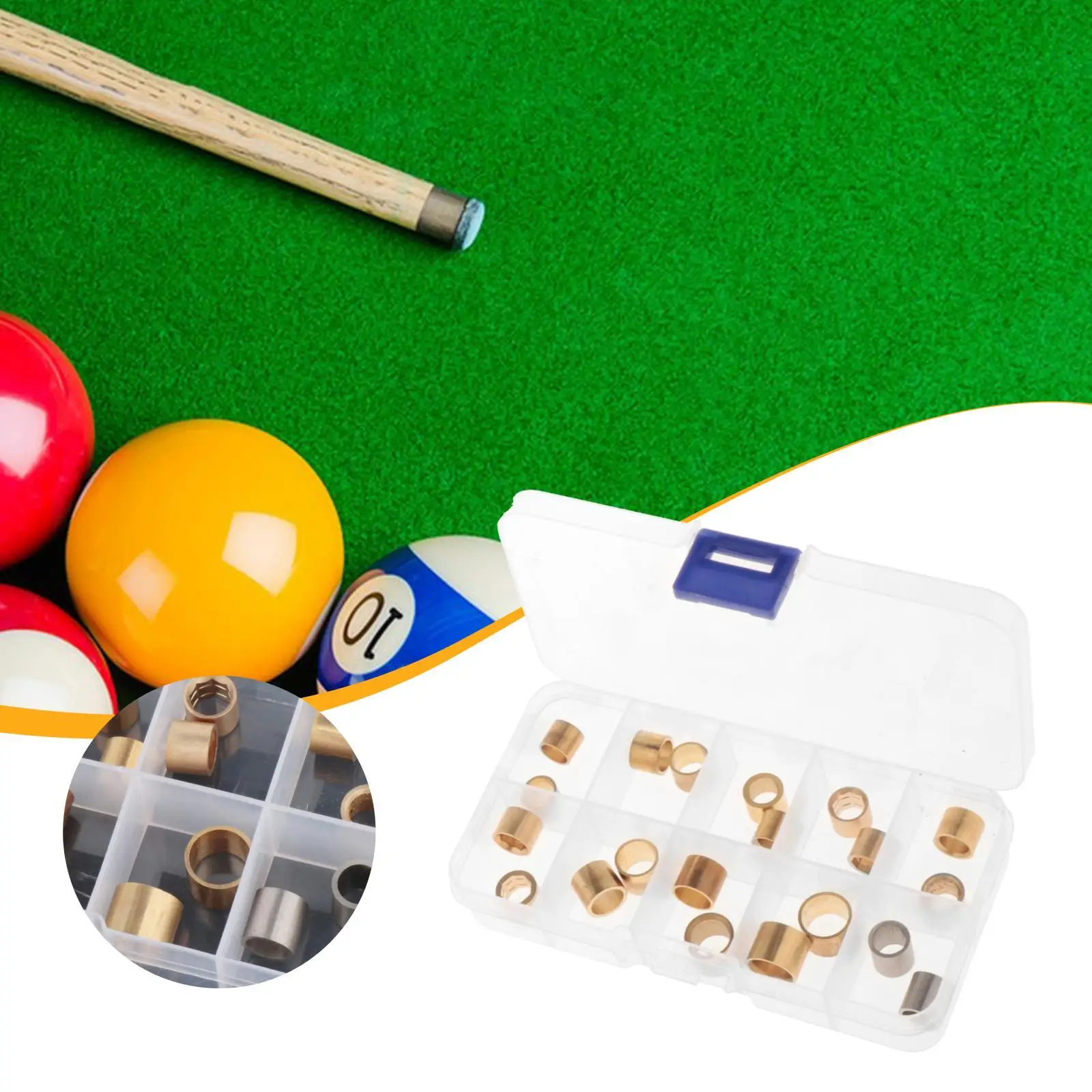 

20x Copper Pool Cue Ferrules Spare Parts Metal for Snooker Cue Sticks Professional Pool Supplies Repair Tools Billiard Cue Tips