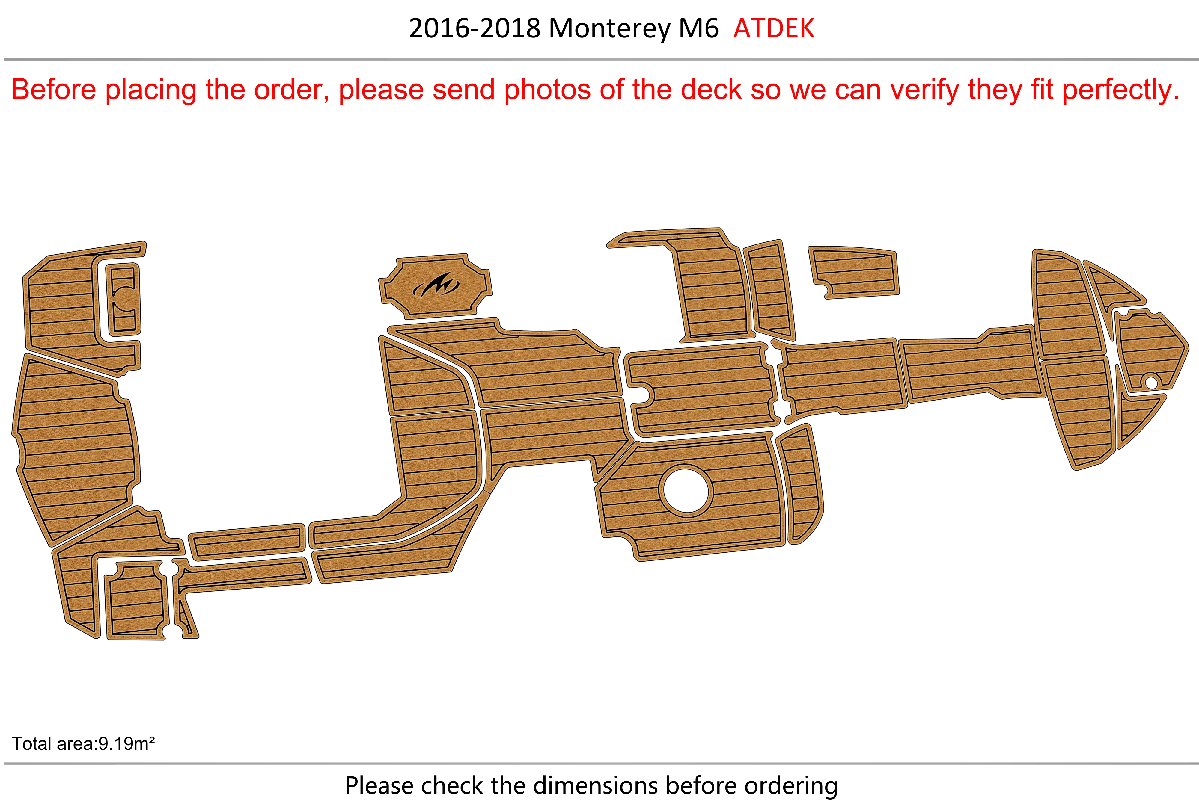 Non-Slip EVA Faux Teak Marine Mat Self-Adhesive 6mm Yacht Cockpit Pad for 2016-2018 Monterey M6 Boat Decking Easy Install
