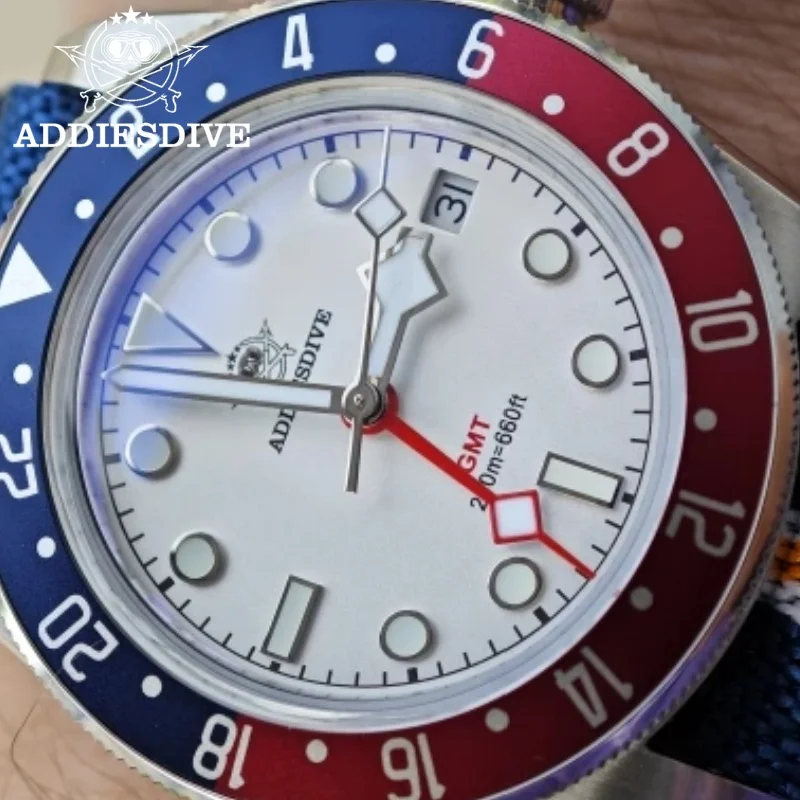 

ADDIESDIVE Watch For Man BGW9 Super Luminous Bubble Mirror Glass GMT Watch 20Bar Diver reloj Quartz Watches relogios masculino
