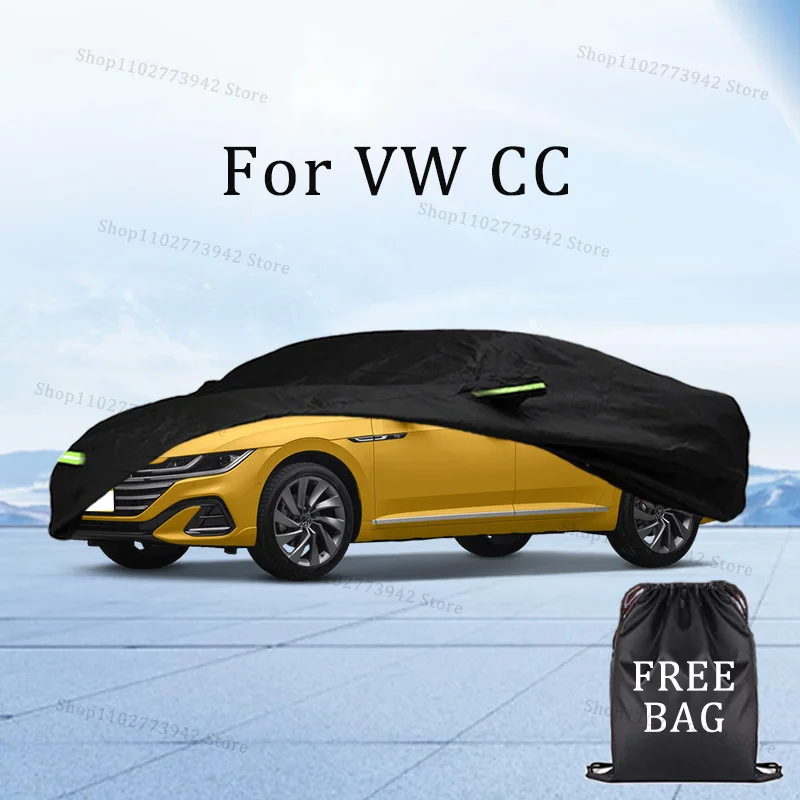 

Car Cover Full Exterior Silvery Black Auto Cover Sunshade Dustproof Protection With Reflective strips For VW CC Cars Accessories