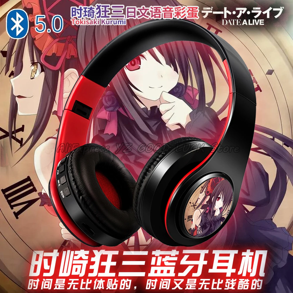 Game Tokisaki Kurumi Mounted Bluetooth Earphones DATE A LIVE Nightmare Cosplay Wireless Earbuds 5.3 HD for Android Gifts