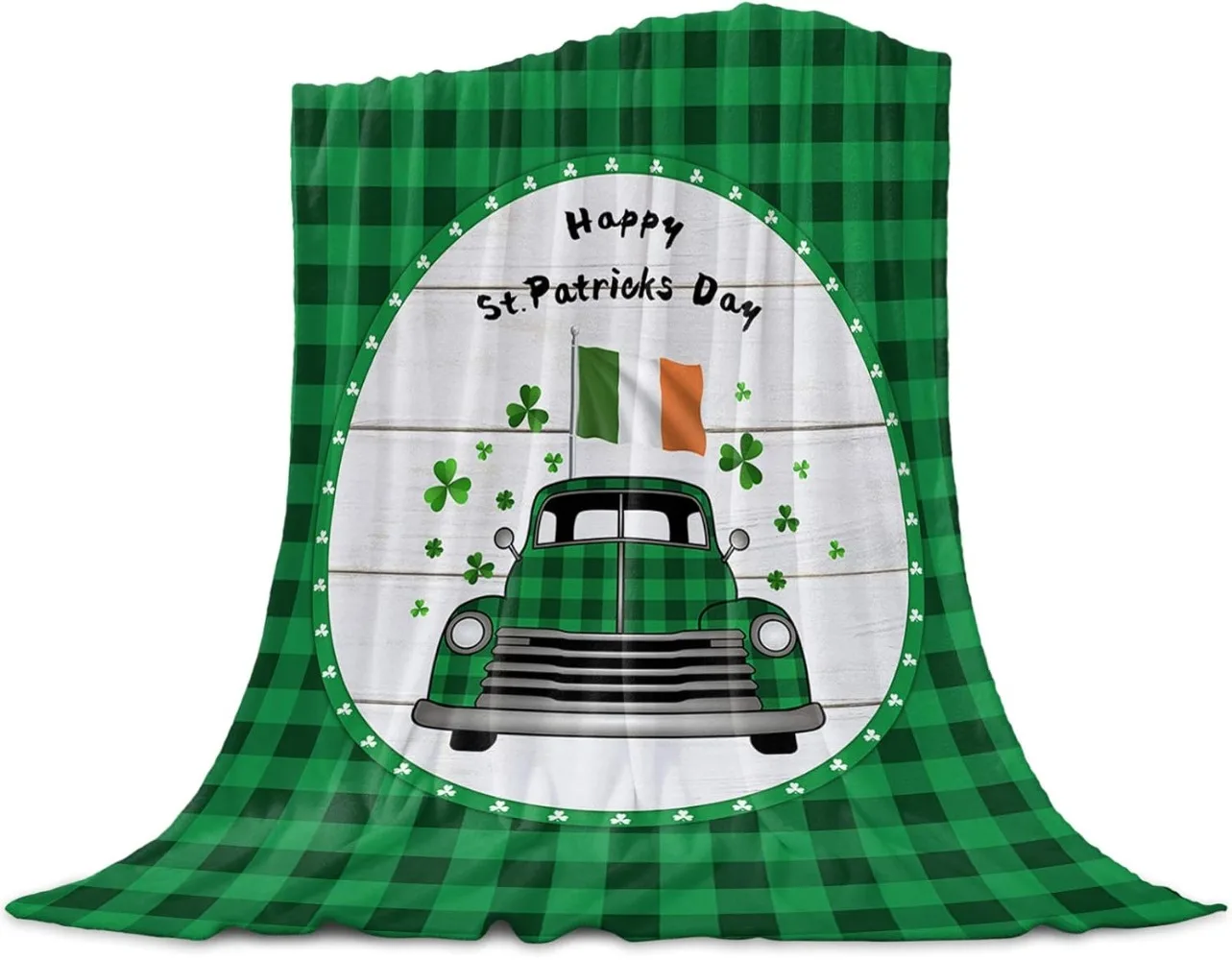 St. Patrick's Day Blanket Spring Holiday Decorations Green Lightweight Soft Warm Cozy Blanket for Couch Bed Sofa