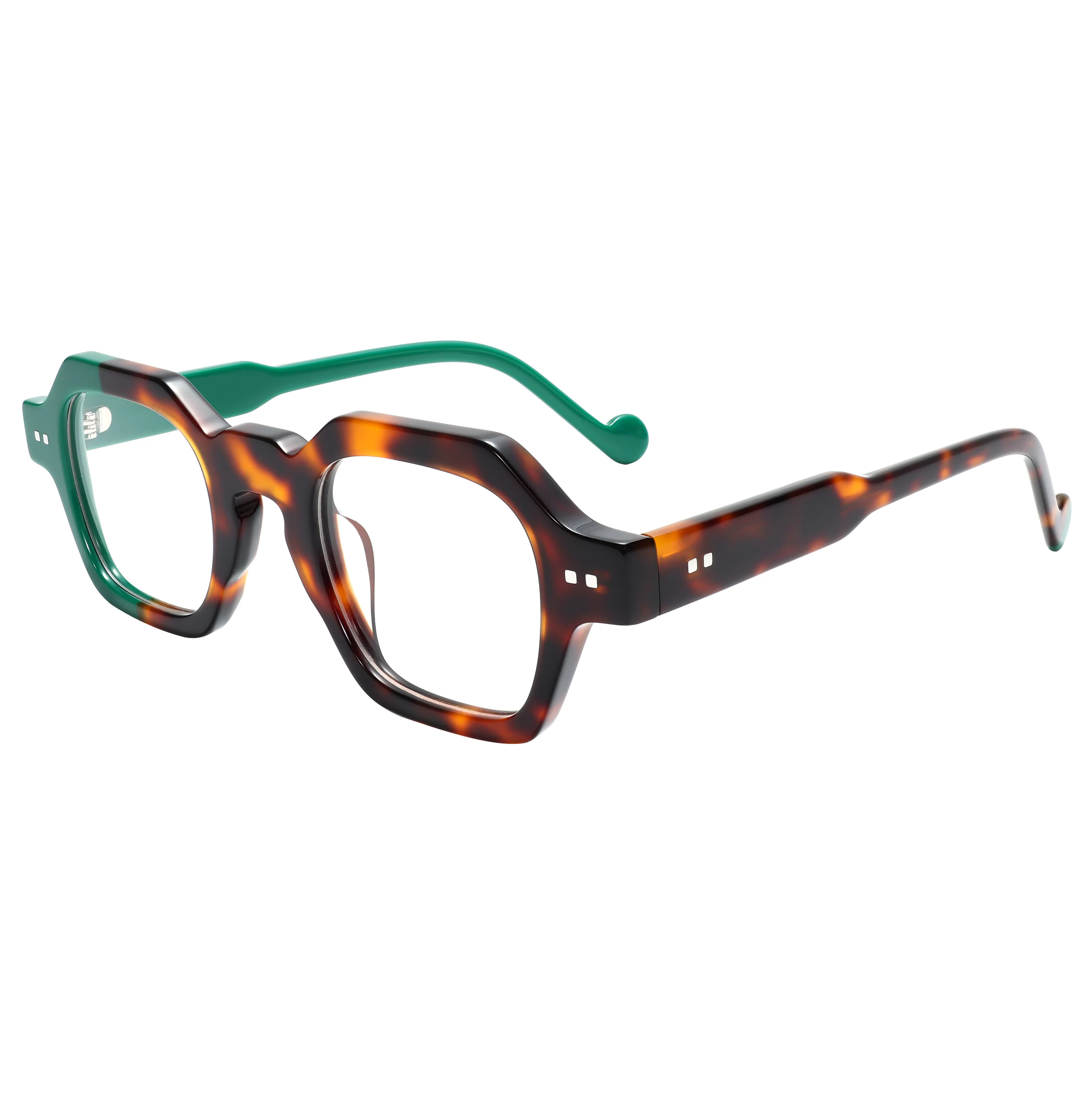 VZONE Statement Glasses For Women Men Acetate Retro Geometric Frame Two Tone Asymmetrical Design Eye Catching Unique