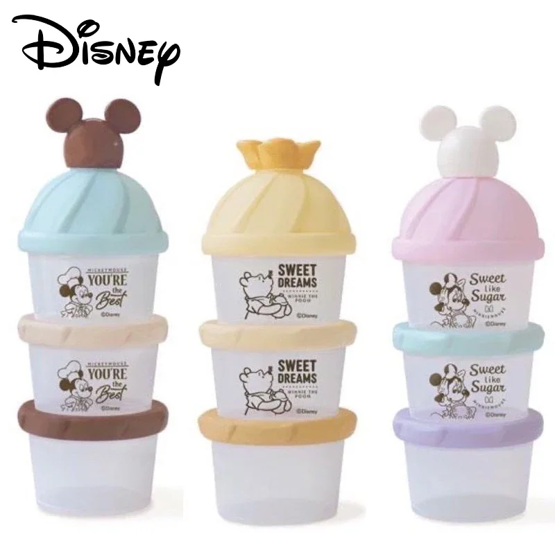 Disney Mickey 3 Grid Portable Milk Powder Formula Dispenser Container Storage Cereal Boxes Toddle Baby Snacks Food Storage Box