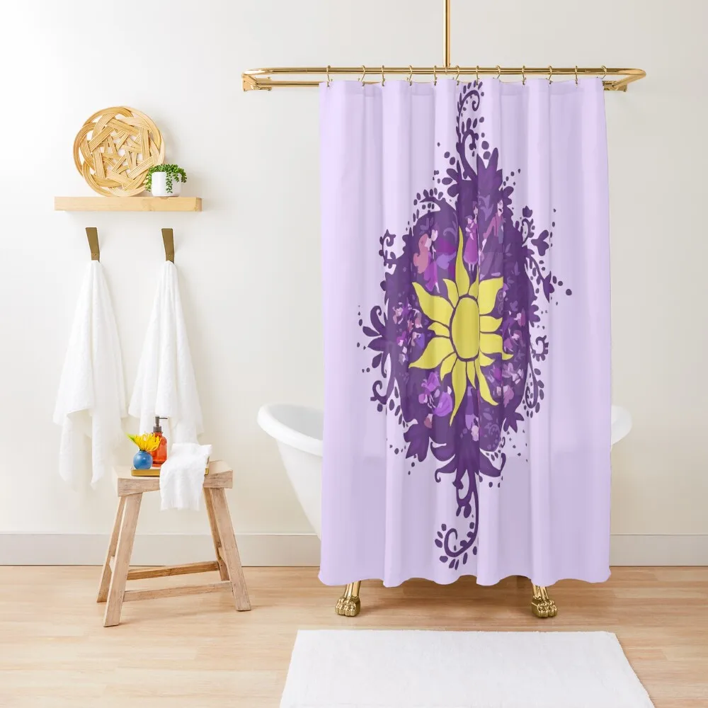 Tangled - Sun - Kingdom Dance Shower Curtain Curtains For The Bathroom Curtain Bathroom Fabric