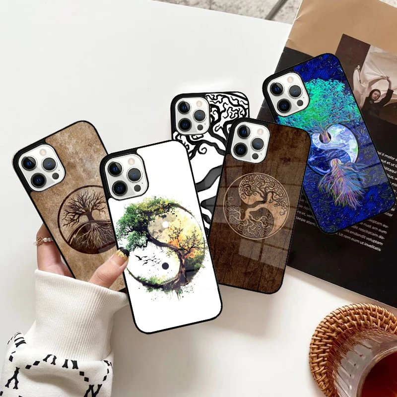 Yin Yang Tree of life Phone Case Strong Magnetic for iPhone 15 16 14 13 Pro Max 11 12 Mini Magsafe Wireless Charging Cover