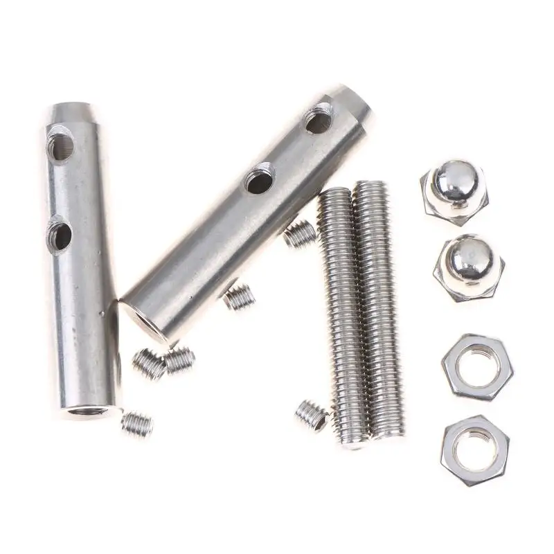New 2PCS Stainless Threaded Stud Tension End Fitting Toggle Anchor Terminal With Hexagon Bolt For 2-8MM Wire Rope Cable Railing