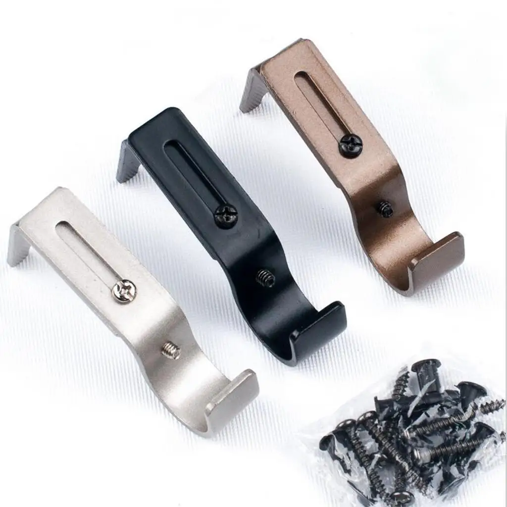 Curtain Rod Holder Adjustable Iron Wall Bracket Set for 0.98 Inch Pole for Home Renovation Project