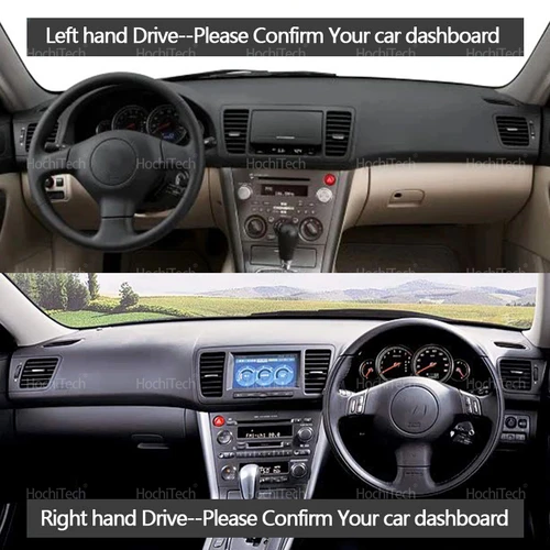 Imagen 2 del producto Para Subaru Legacy Outback 2004-2009 Anti-UV gamuza cuero Dashmat negro/marrón cubierta de tablero parasol alfombra almohadilla antideslizante